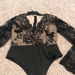 Body suit black sequins
